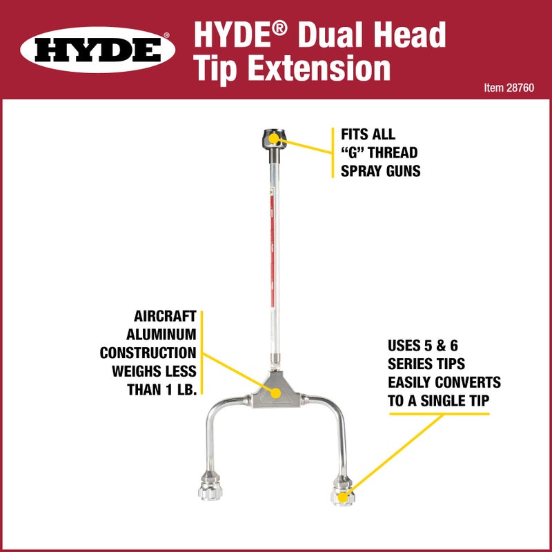 Hyde 28760 Dual Head Spray Tip Extension, Paint Sprayer, Dual Head Spray Painter Extension. - Image 3